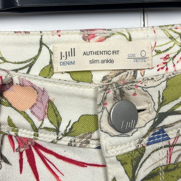 J. Jill Womens Jeans 0P Pink Blue Green Authentic Fit Slim Ankle Floral Stretch - Picture 2 of 15